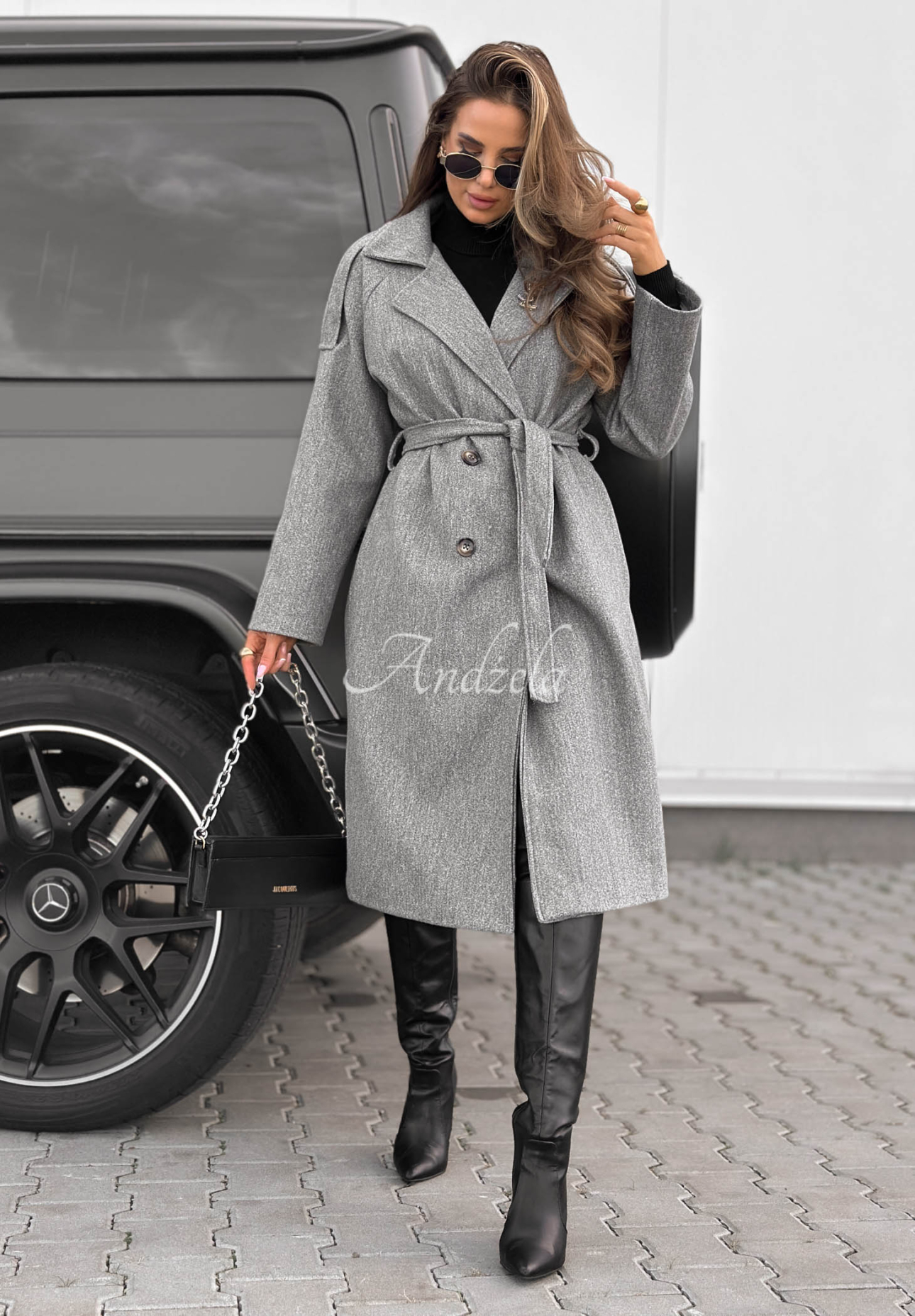 Long coat with belt Have A Voice grey