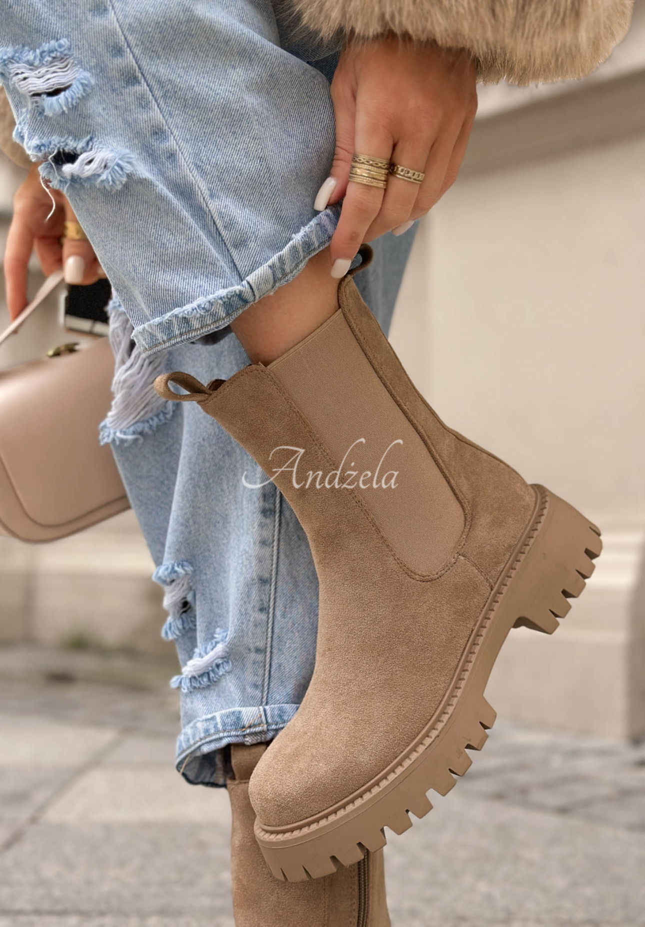 Timeless Step Beige Suede Ankle Boots