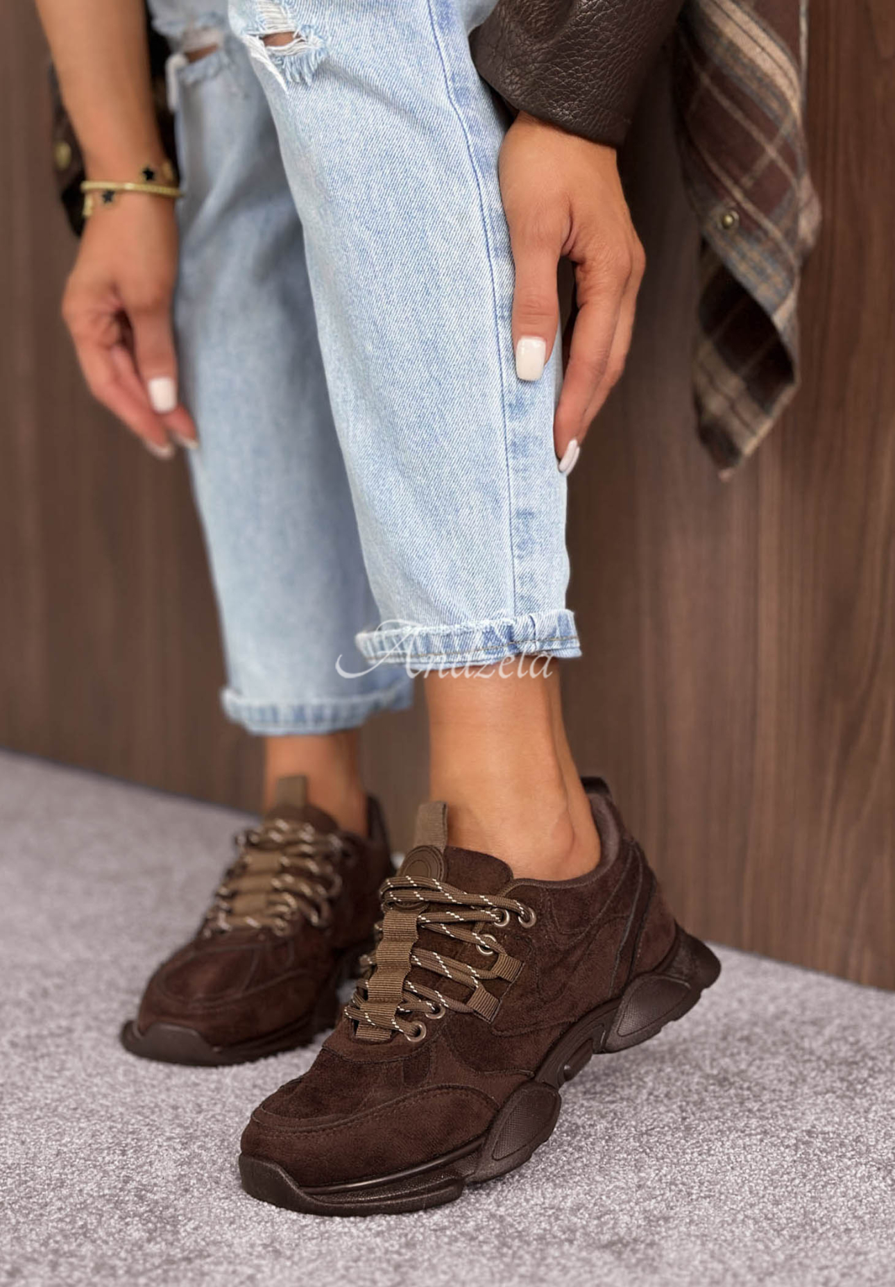 New Journey Chocolate-Colored Suede Sneakers