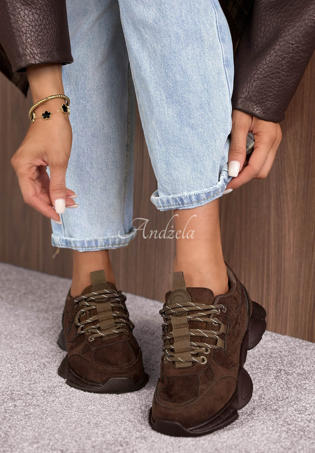 New Journey Chocolate-Colored Suede Sneakers