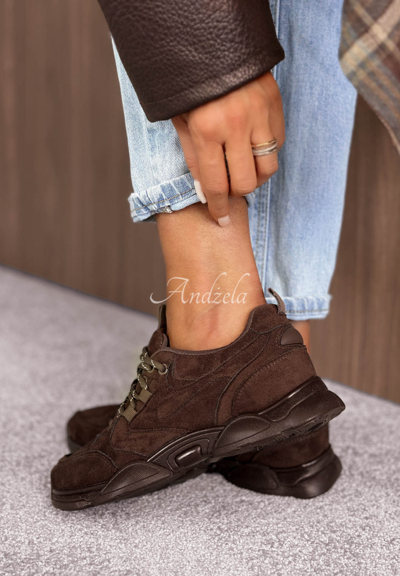 New Journey Chocolate-Colored Suede Sneakers