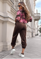 Welurowy komplet dresowy w kwiaty Floral Kiss czekoladowy