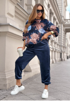 Welurowy komplet dresowy w kwiaty Floral Kiss czekoladowy
