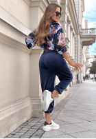 Welurowy komplet dresowy w kwiaty Floral Kiss czekoladowy