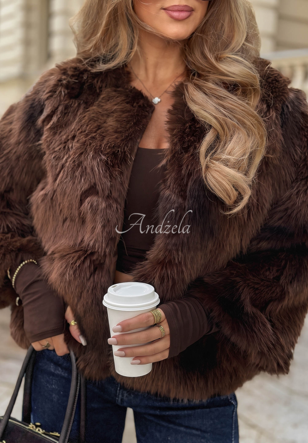 Autumn Ritual Short Fur Coat in Chocolate