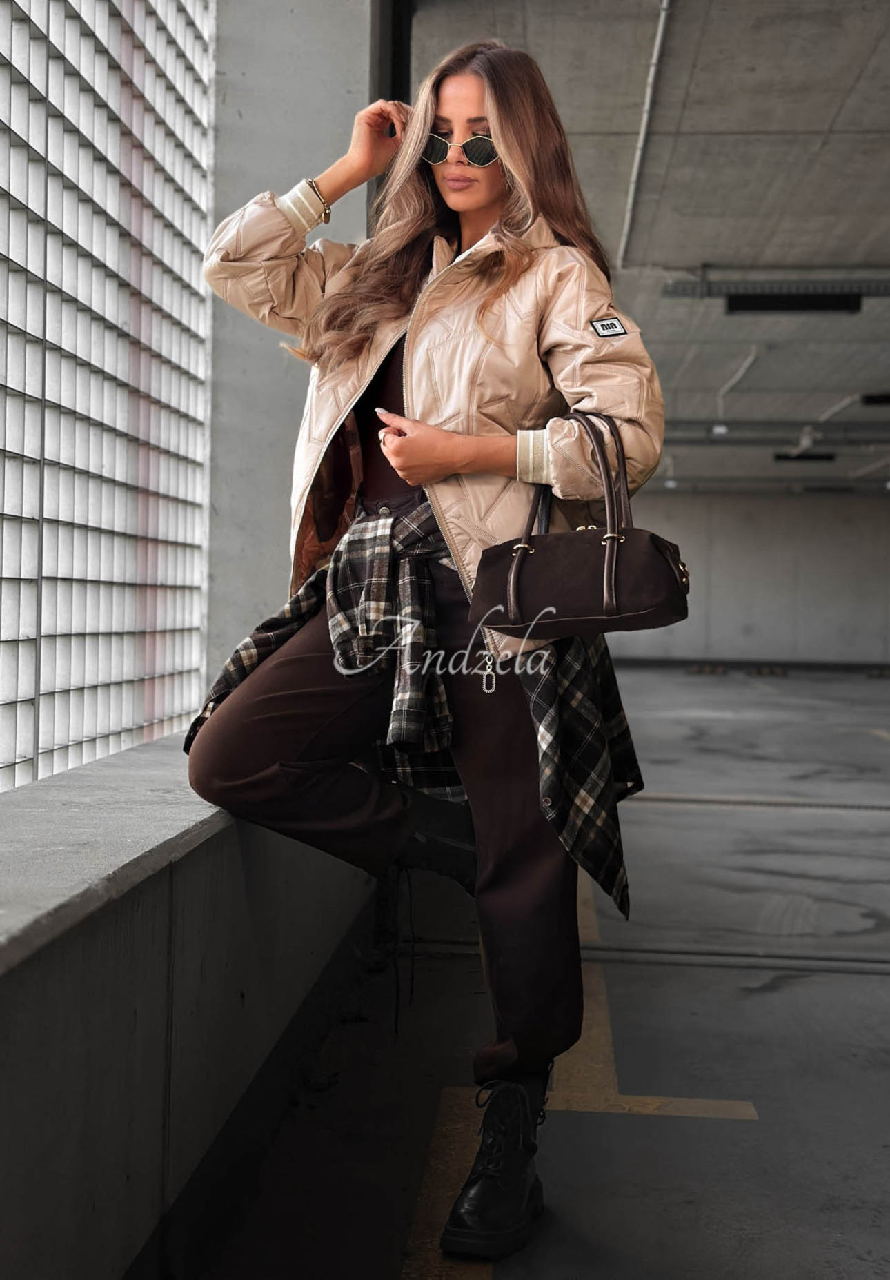 Golden Days Beige Quilted Hooded Jacket
