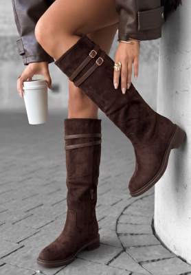 Autumn Grace Chocolate-Brown Suede Over-the-Knee Boots