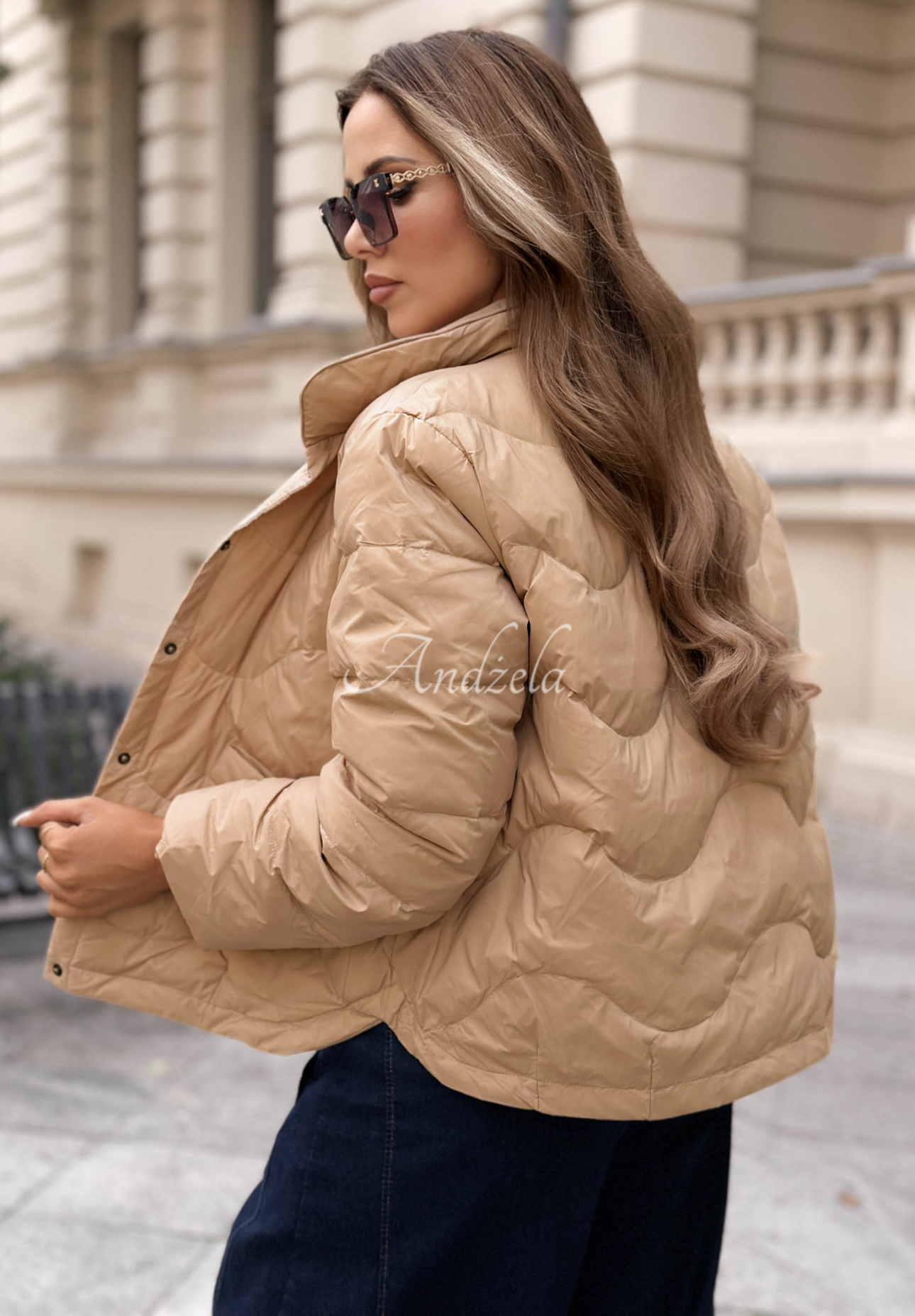 Last Thing beige short down jacket