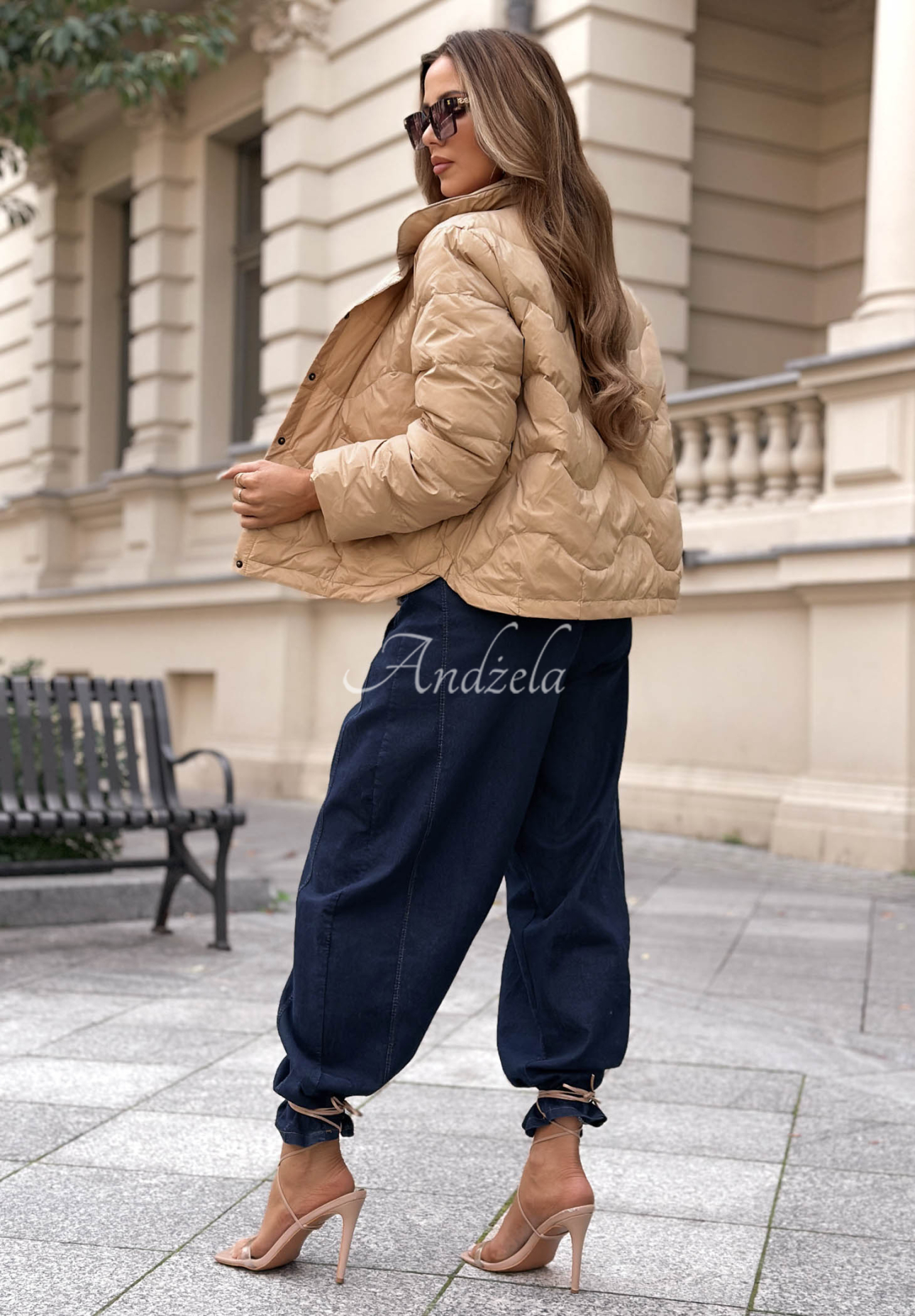 Last Thing beige short down jacket