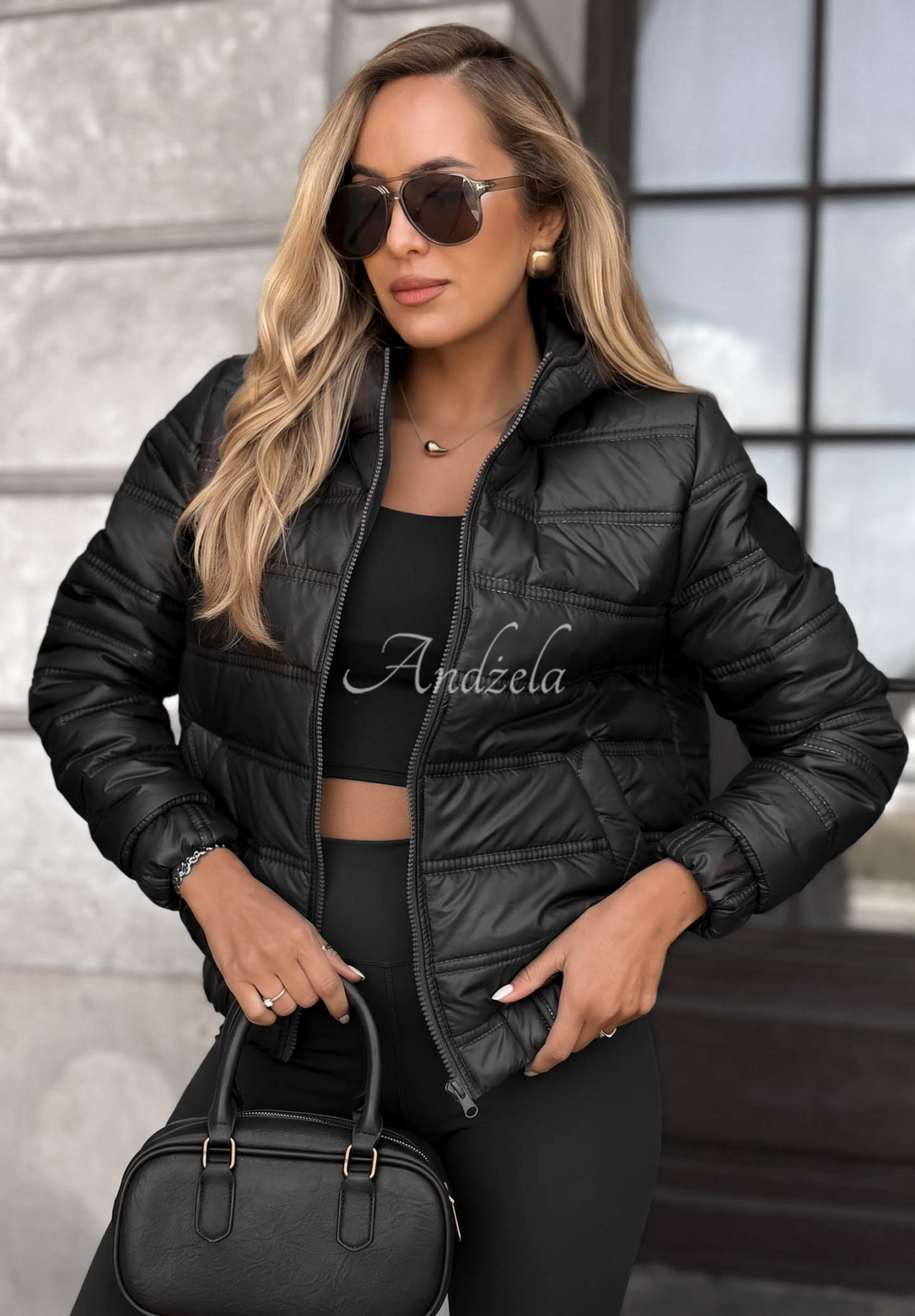 Wait For Me Black Quilted Hooded Jacket