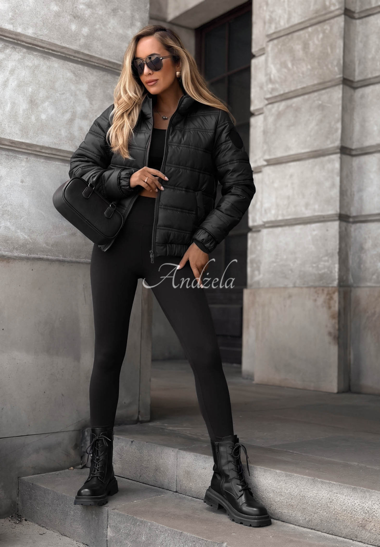 Wait For Me Black Quilted Hooded Jacket