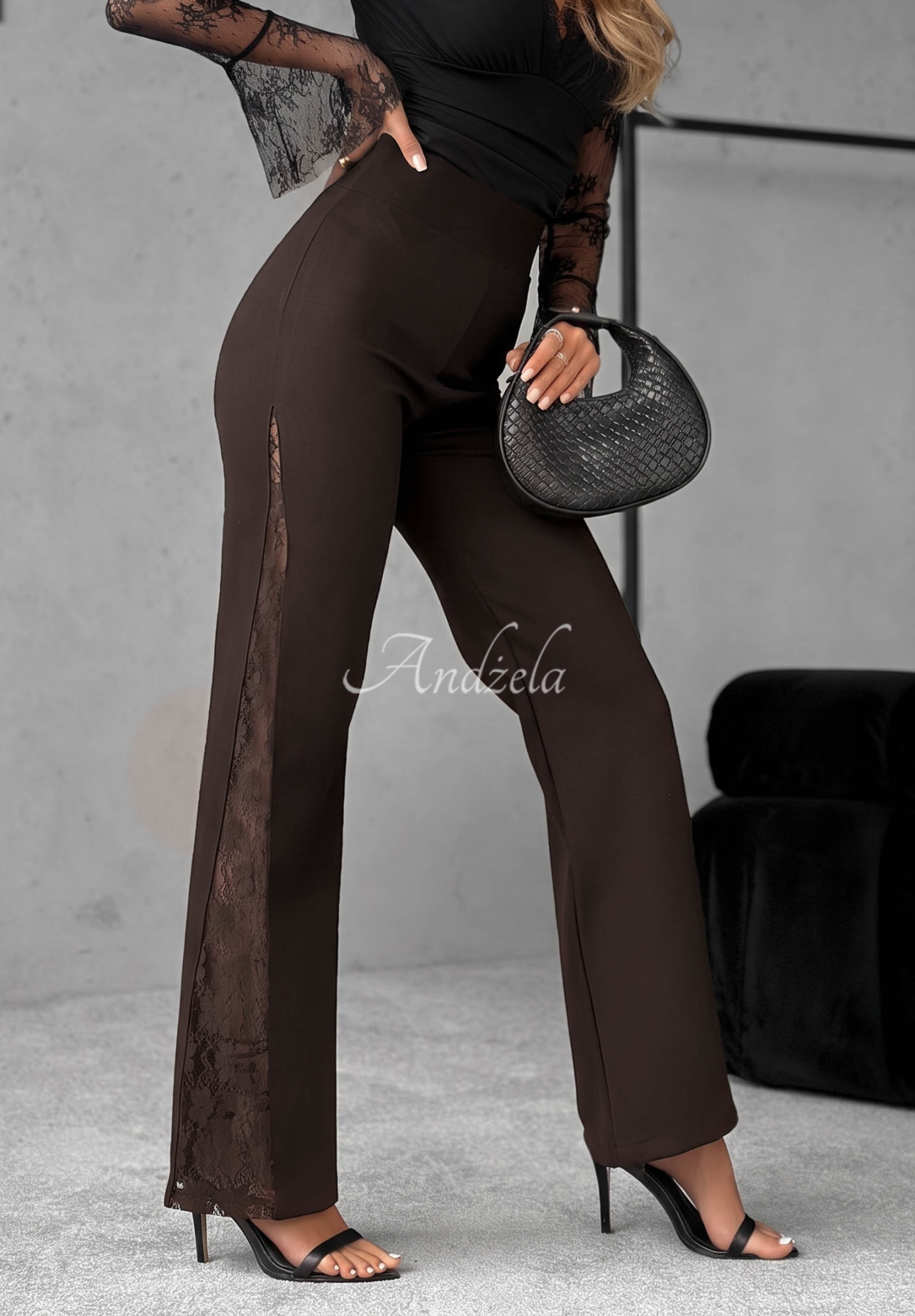 Dear Men Chocolate-Colored Lace Pants