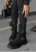 Zamszowe botki z paskami Rainy Steps czarne