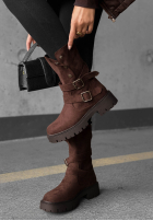 Zamszowe botki z paskami Rainy Steps czarne