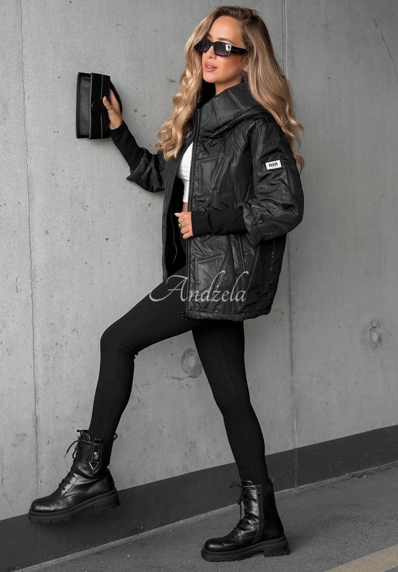 Soft Touch Quilted Hooded Jacket, Black
