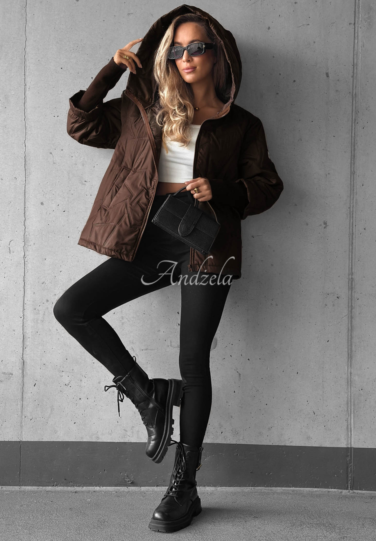 Soft Touch Chocolate-Brown Quilted Hooded Jacket