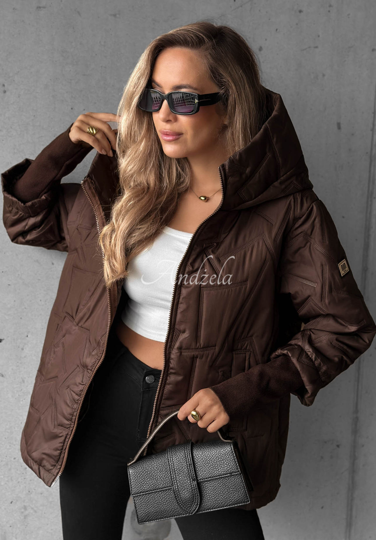Soft Touch Chocolate-Brown Quilted Hooded Jacket