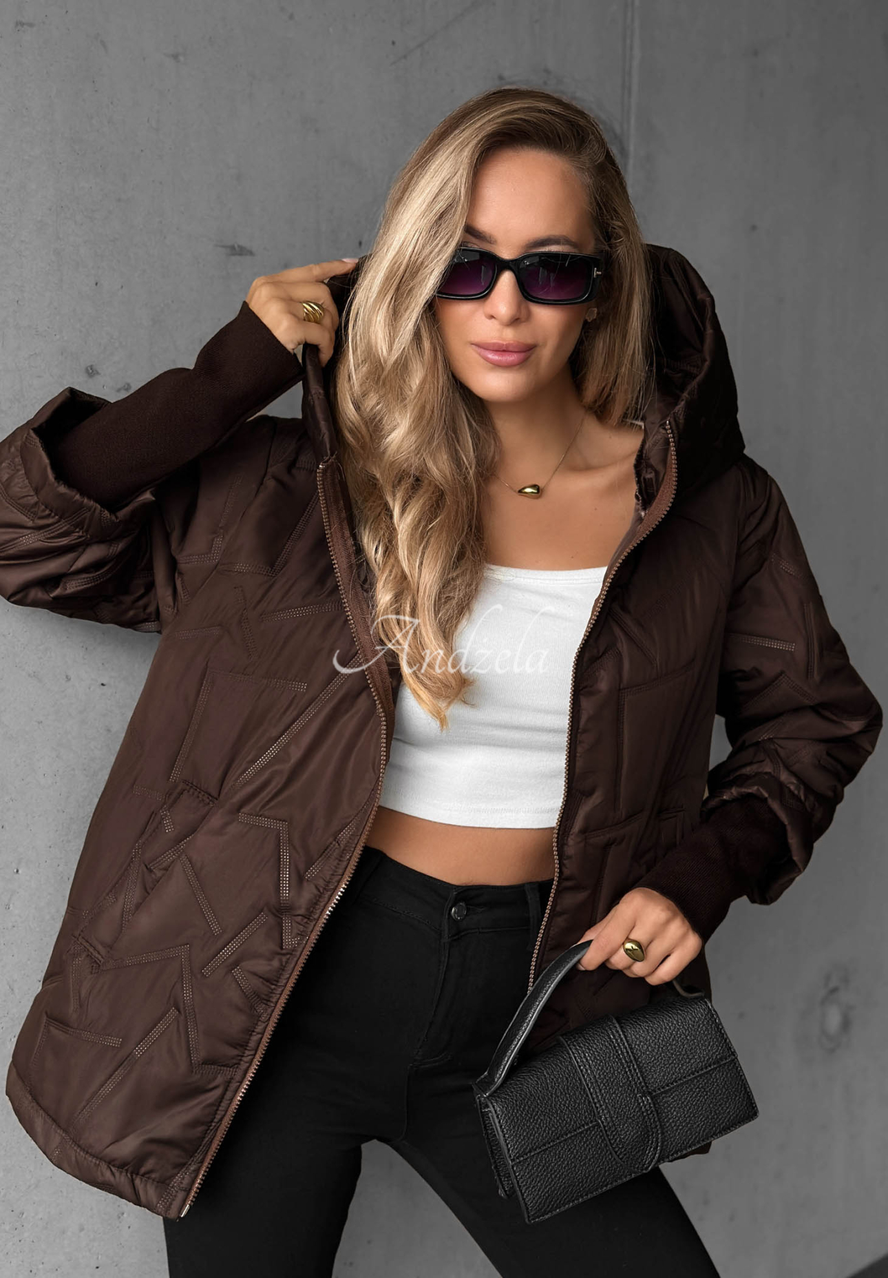 Soft Touch Chocolate-Brown Quilted Hooded Jacket