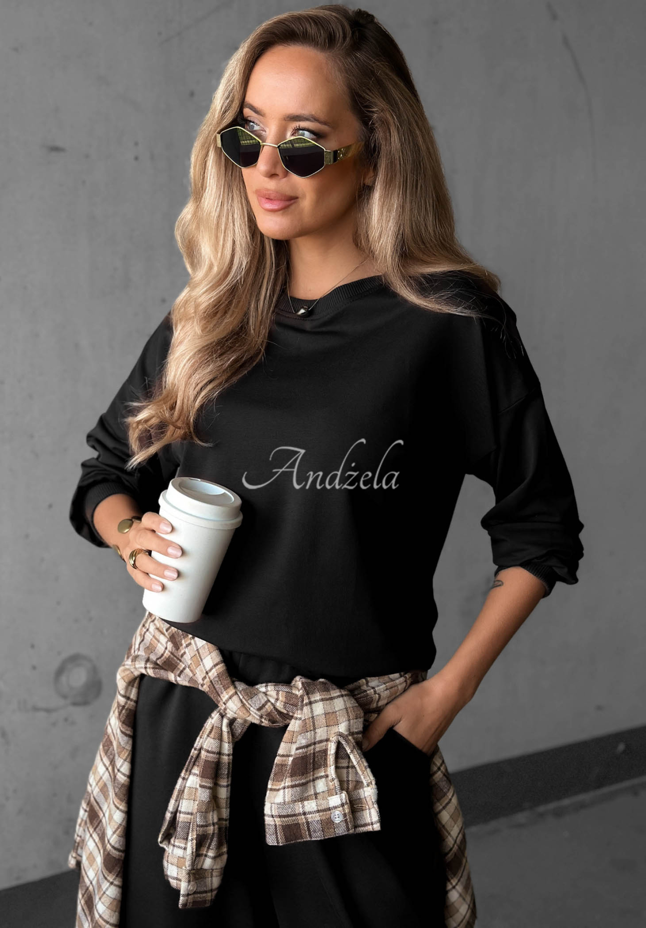 Simple Moments Black Cotton Sweatsuit Set (Sweatshirt and Pants)