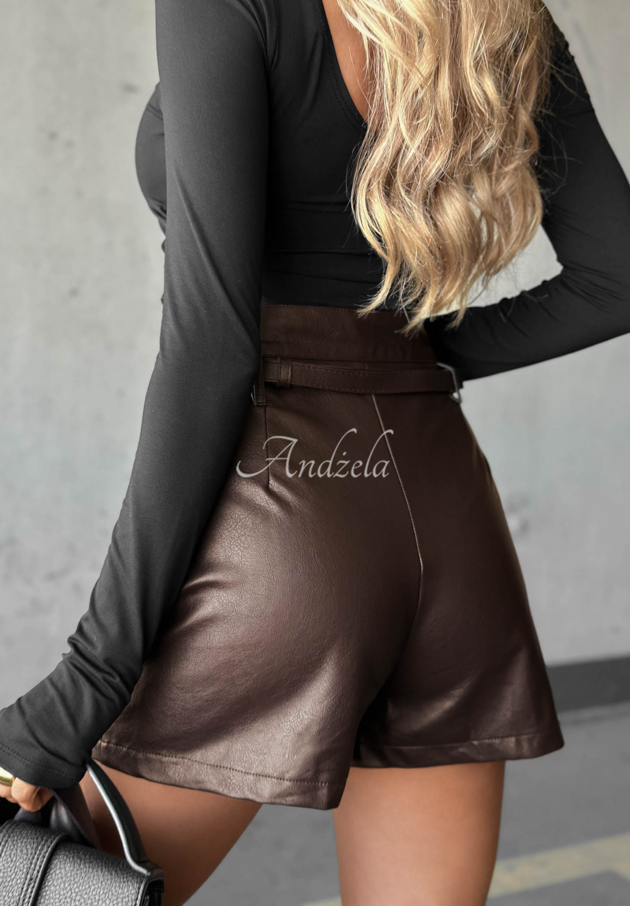 Woodland Walk Chocolate-Colored Leather Shorts with a Belt