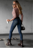 Spodnie jeansowe skinny z paskiem Worth Knowing niebieskie