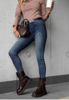 Spodnie jeansowe skinny z paskiem Worth Knowing niebieskie