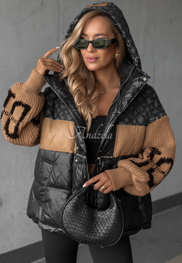 Puchowa kurtka Cold Hands czarno-camelowa