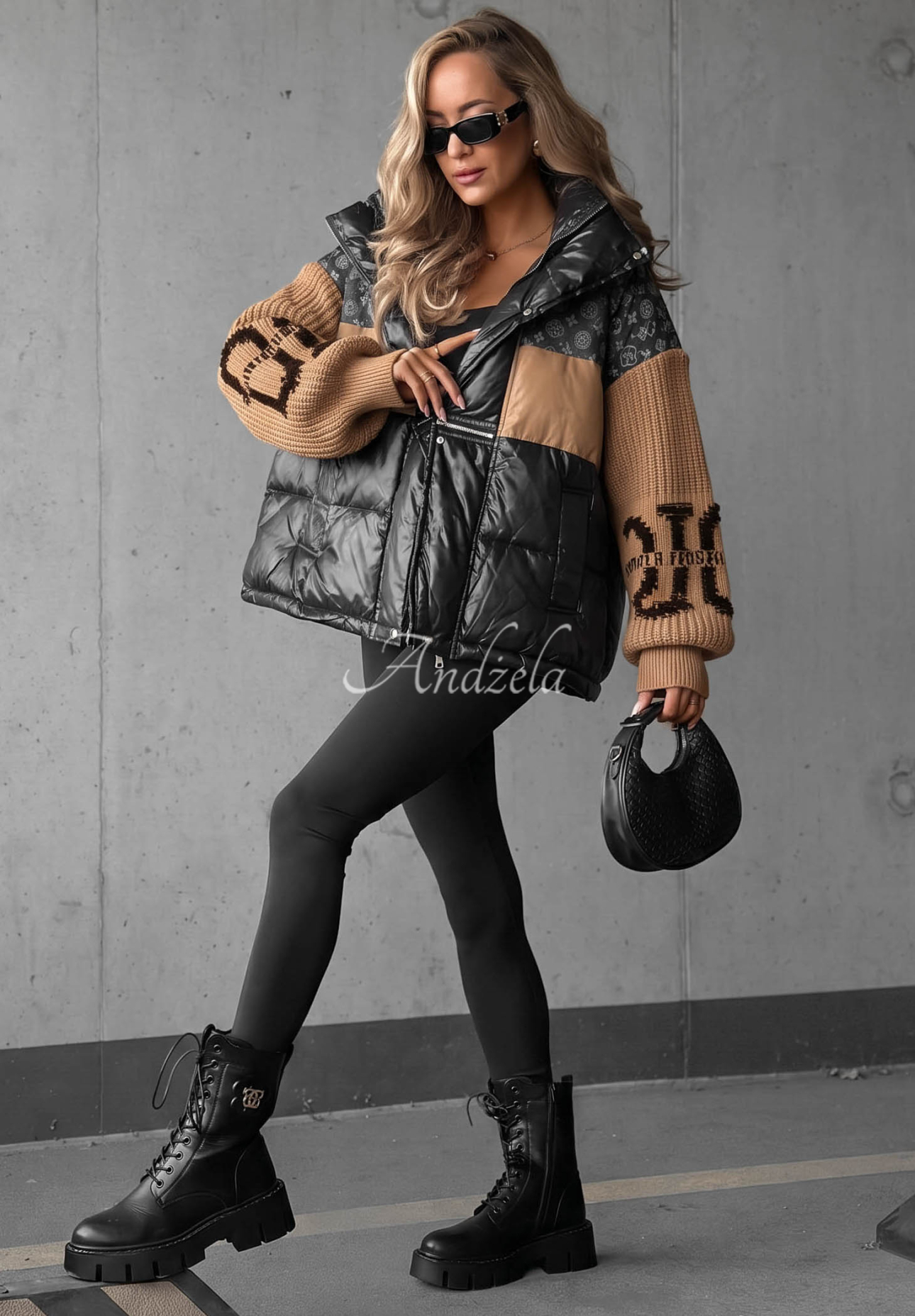 Cold Hands black-camel down jacket