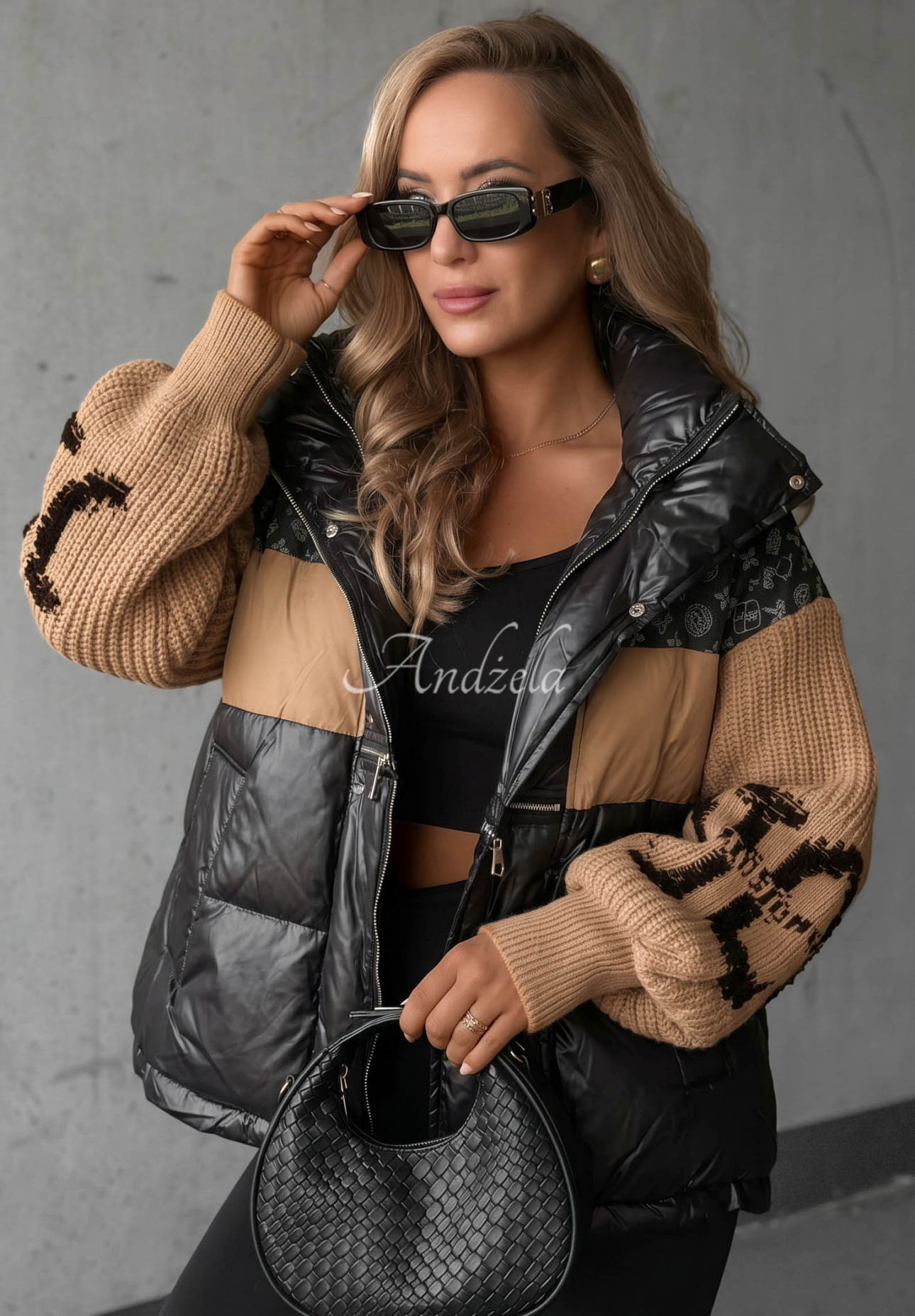 Cold Hands black-camel down jacket