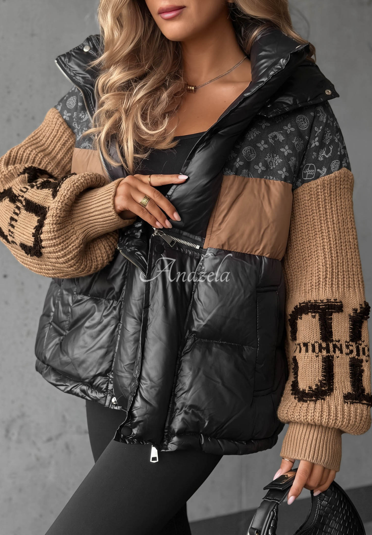 Cold Hands black-camel down jacket