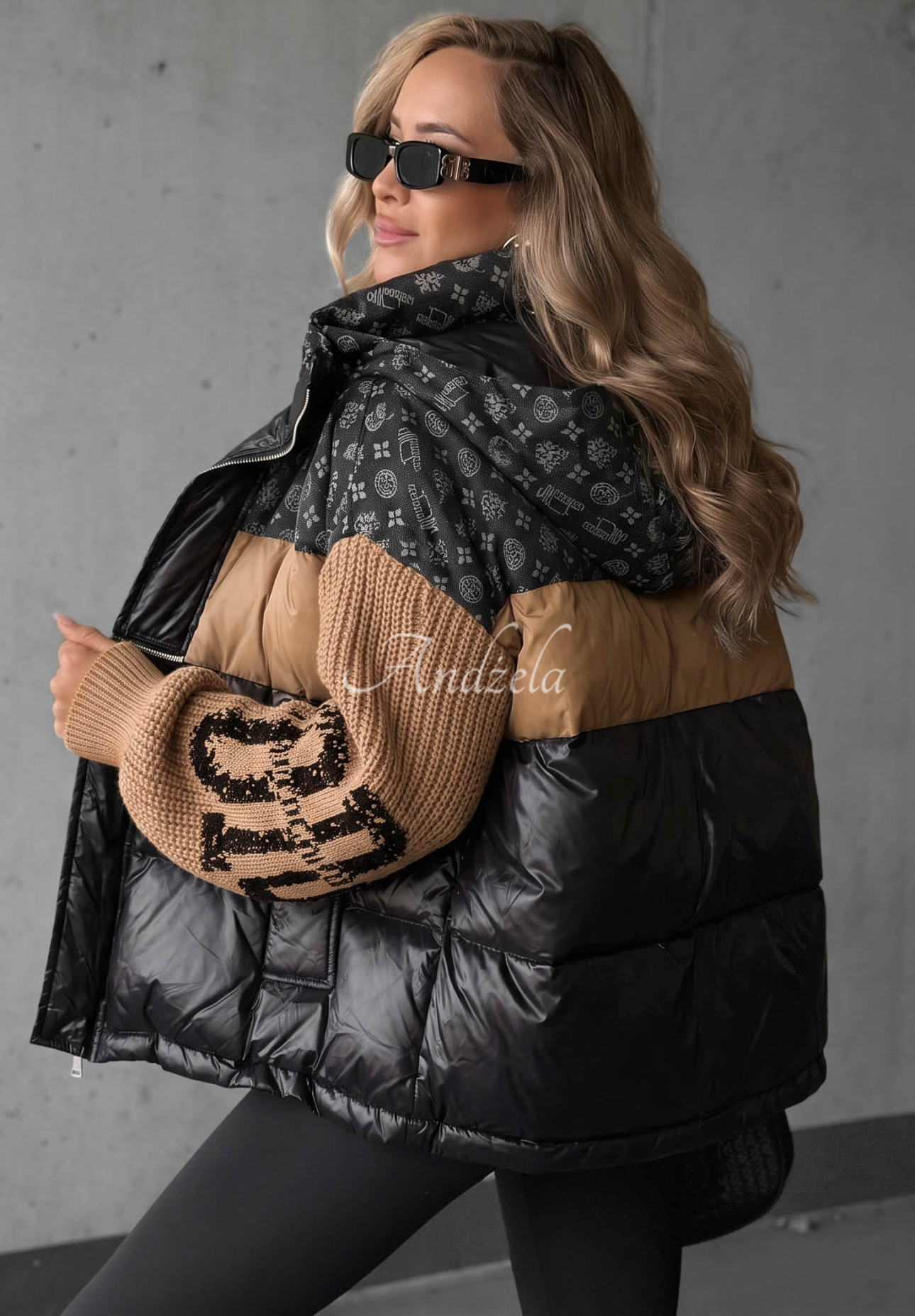 Cold Hands black-camel down jacket