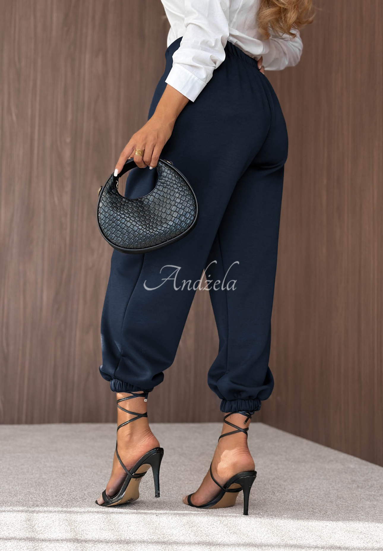 What You Wanted Navy Blue Viscose Trousers with Cuffs