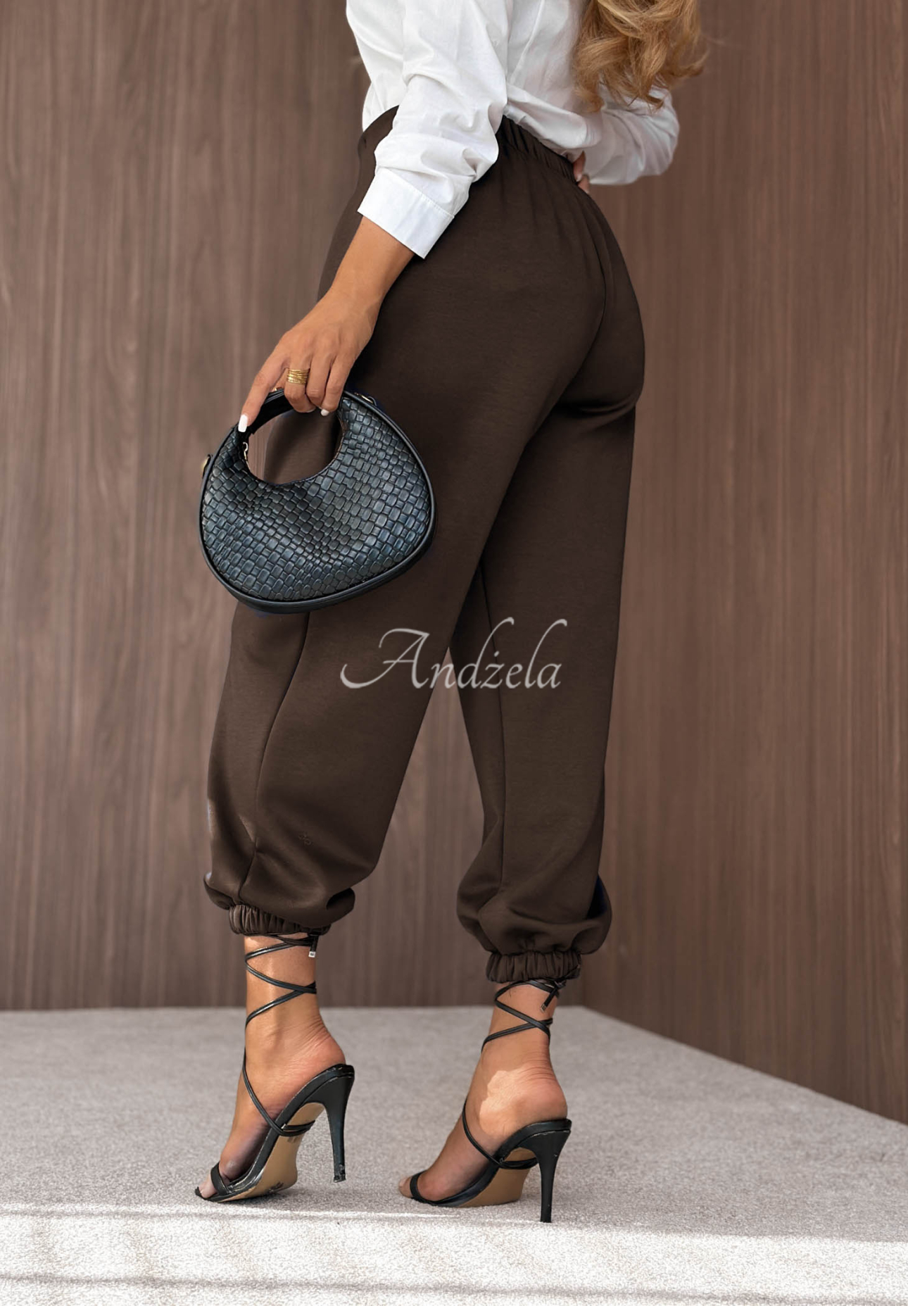 What You Wanted Chocolate-Colored Viscose Trousers with Cuffs