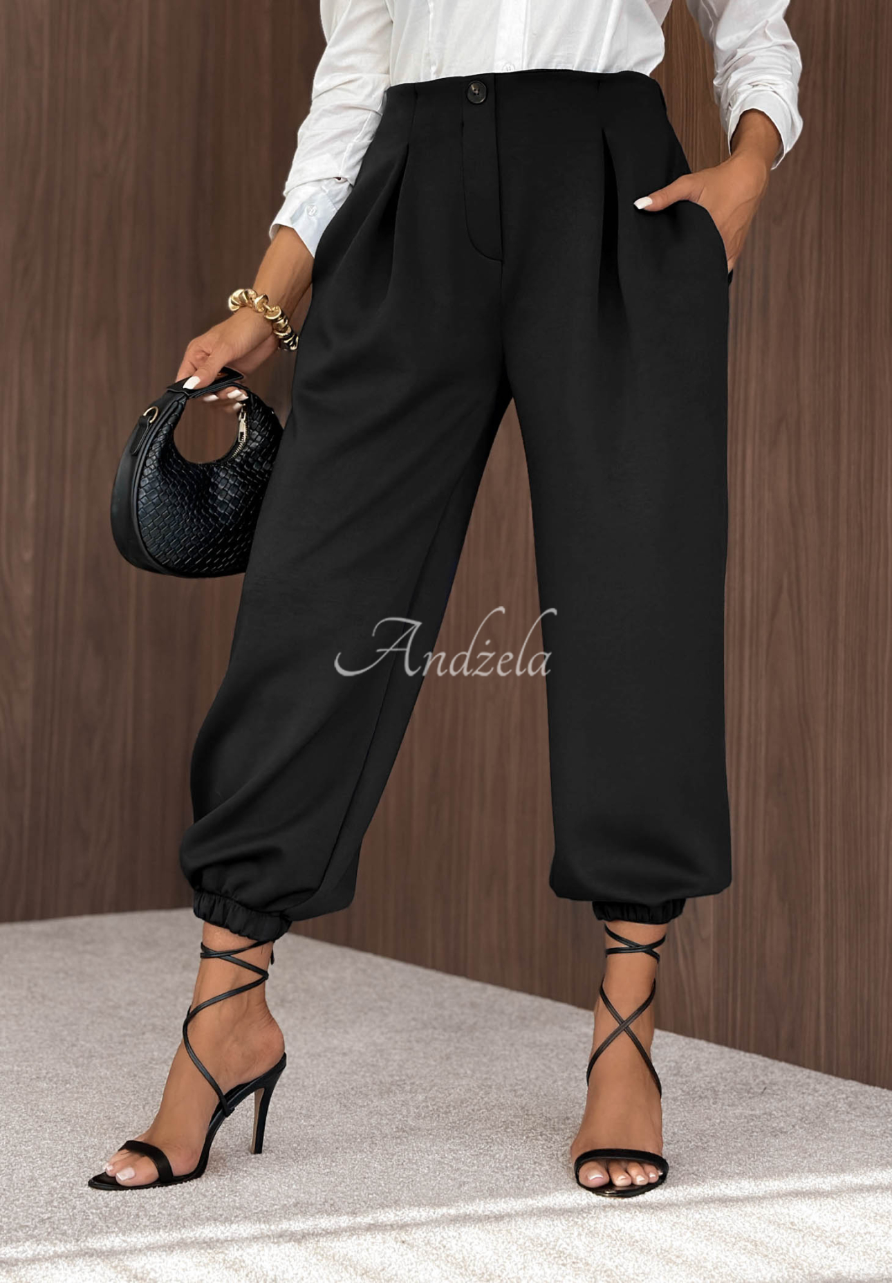 Viscose butter pants with cuffs What You Wanted black