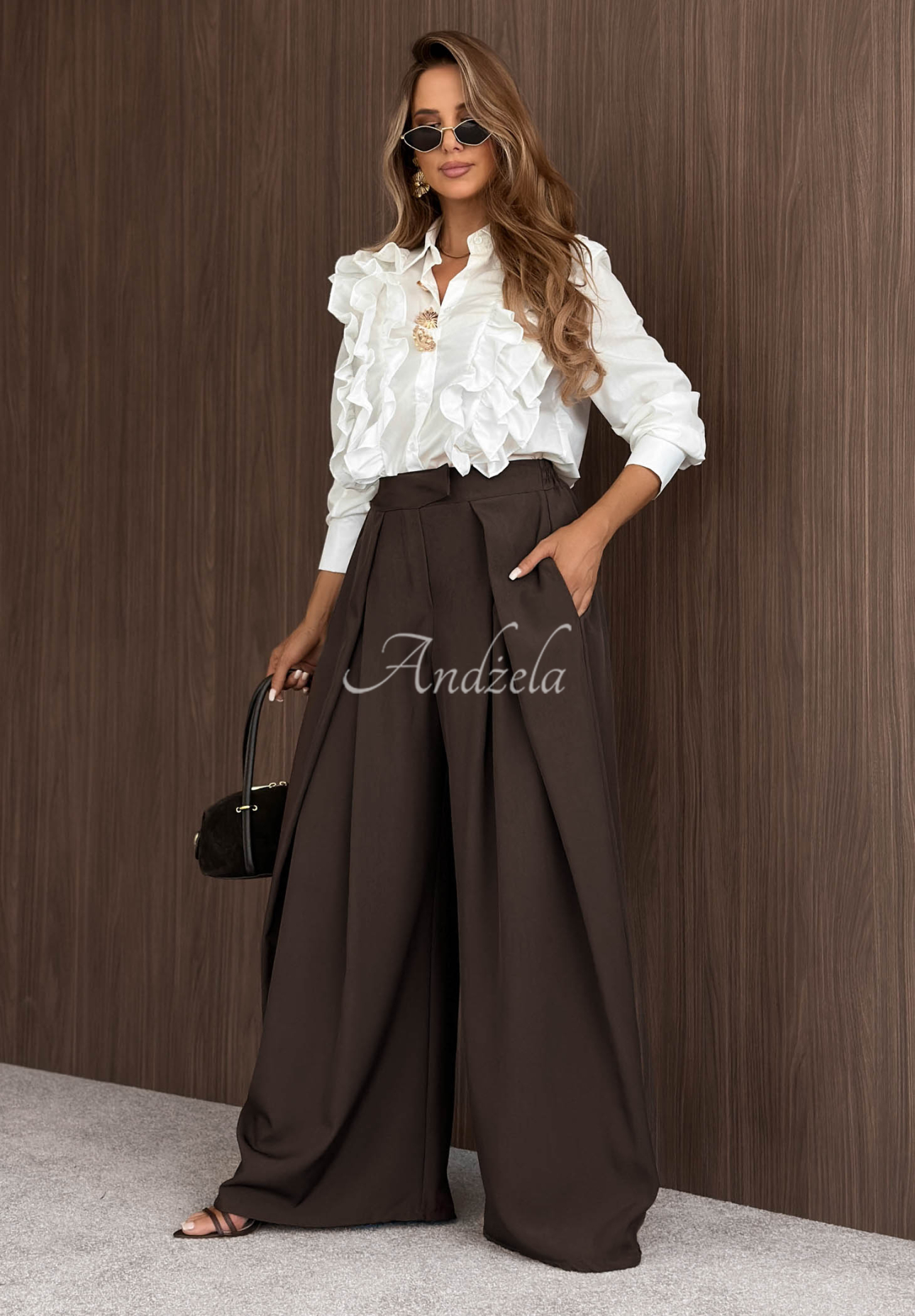 Elegancka koszula z falbankami Timeless Muse ecru