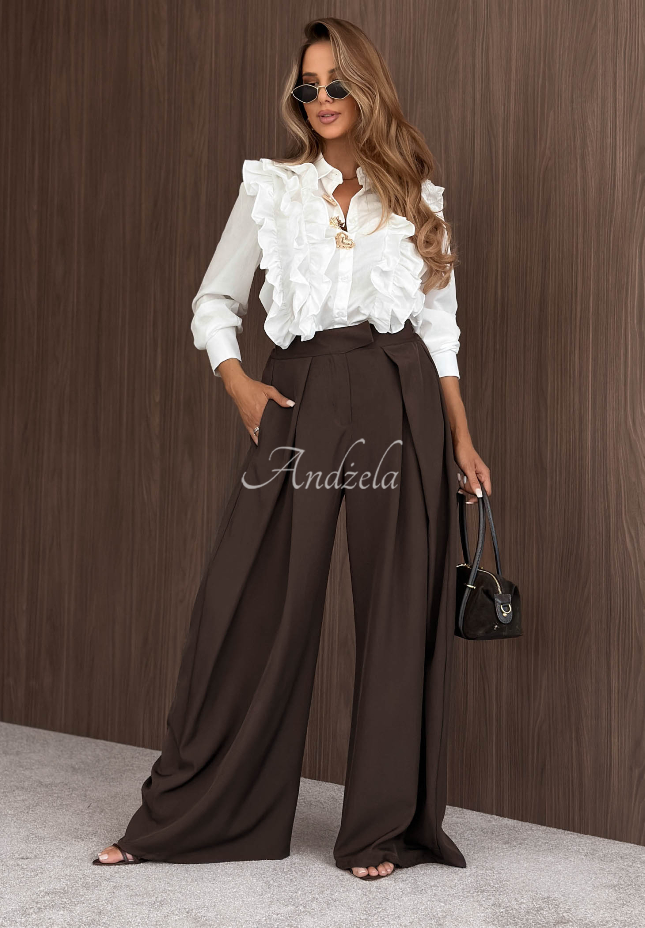 Elegancka koszula z falbankami Timeless Muse ecru