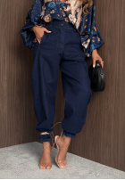 Spodnie jeansowe balloon Iconic Fit ciemnoniebieskie