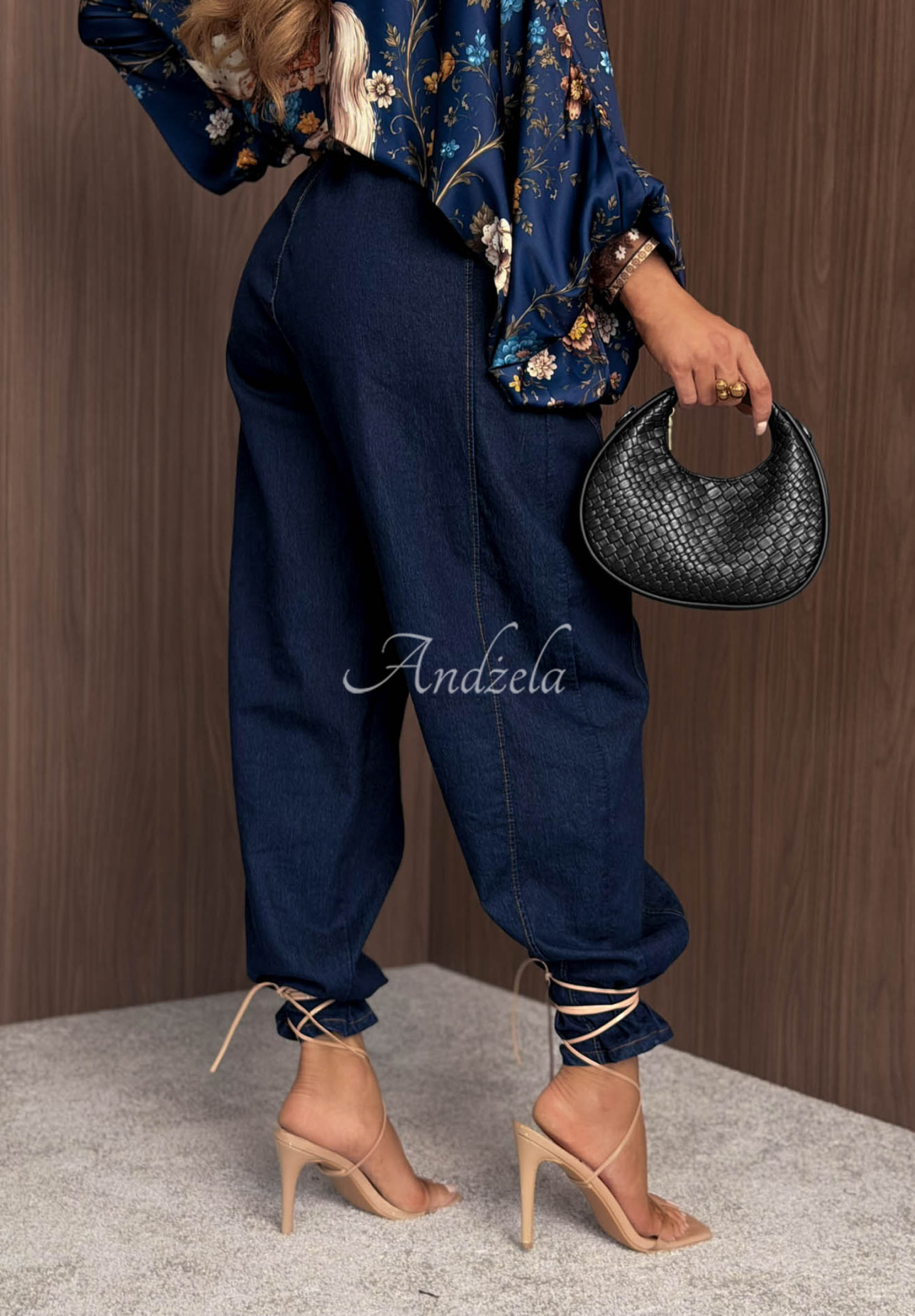 Spodnie jeansowe balloon Iconic Fit ciemnoniebieskie