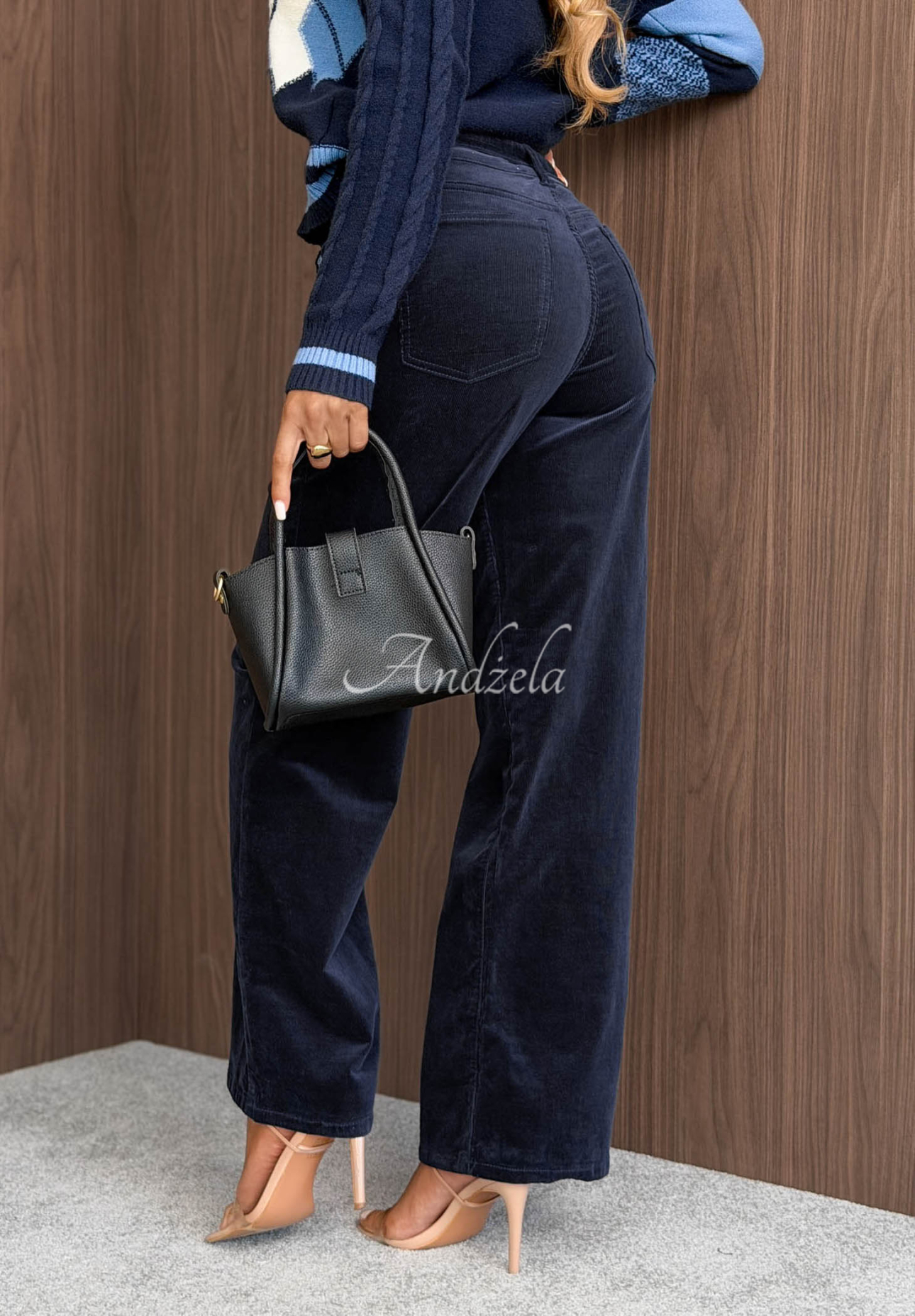 Everyday Icons Navy Corduroy Pants with a Belt