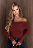 Bluzka longsleeve z odkrytymi ramionami Rain Romance ecru