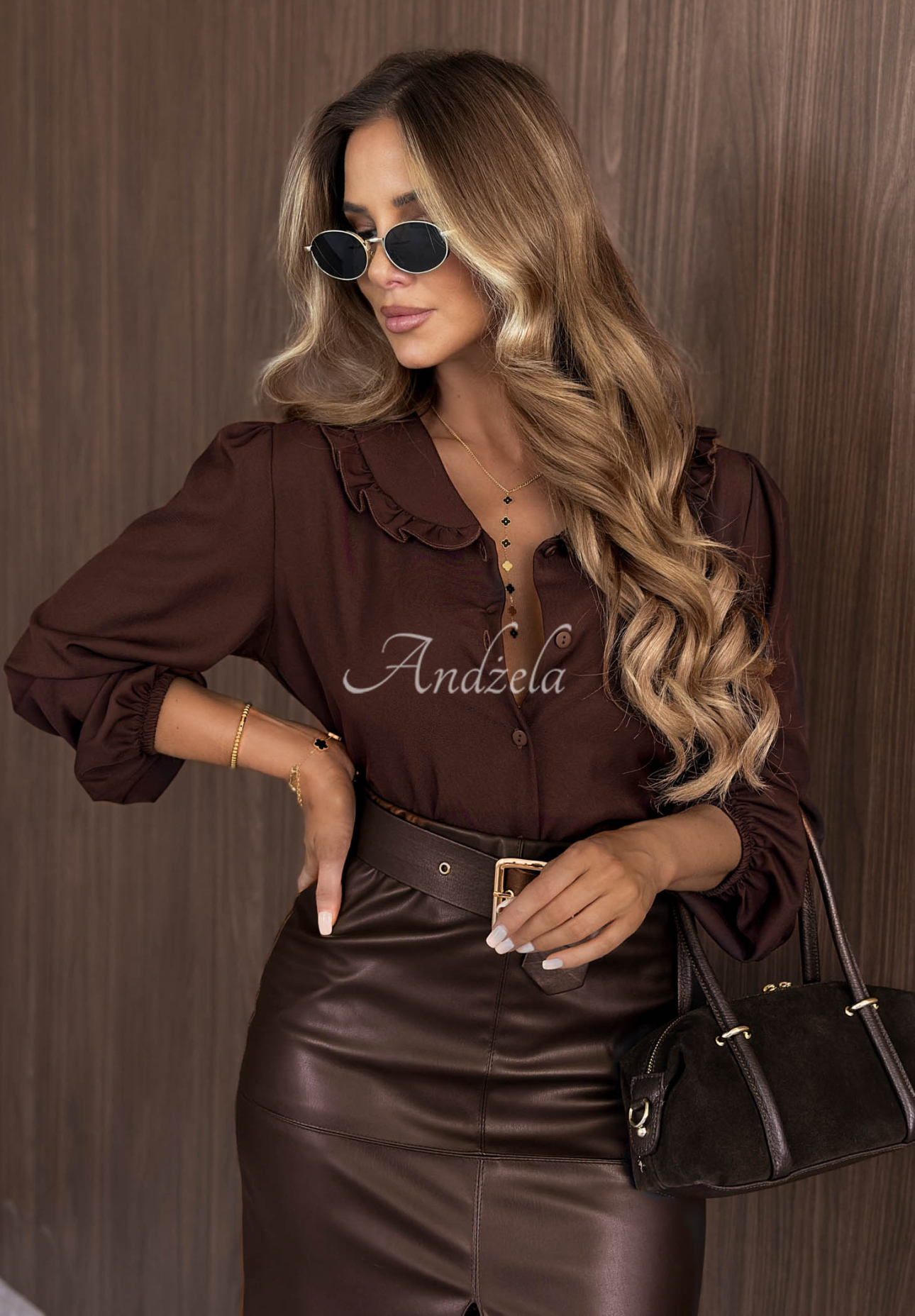 Timeless Touch Chocolate-Colored Collared Shirt