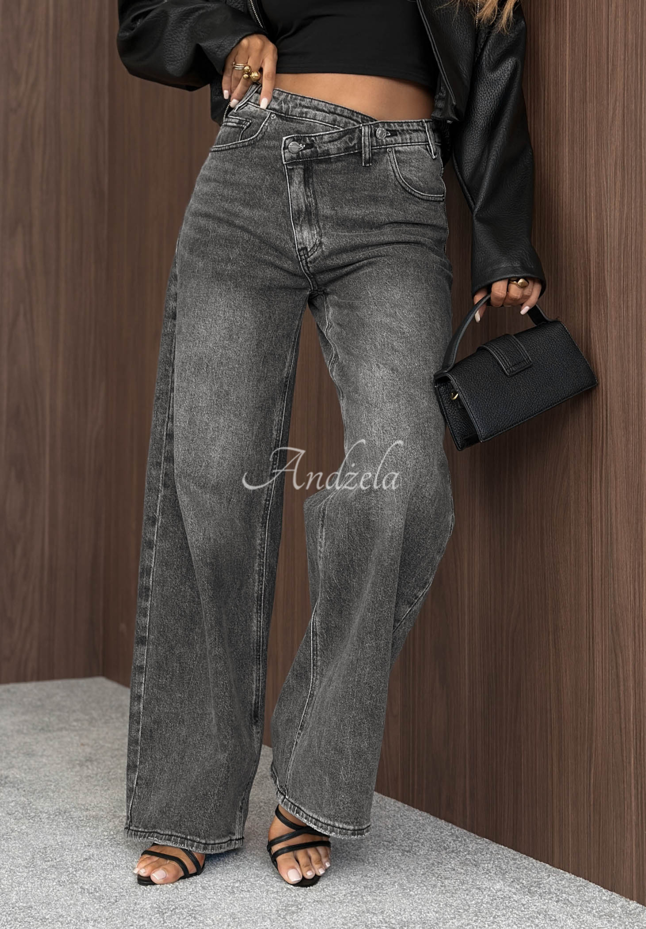 Spodnie jeansowe wide leg Cloudy Mood szare