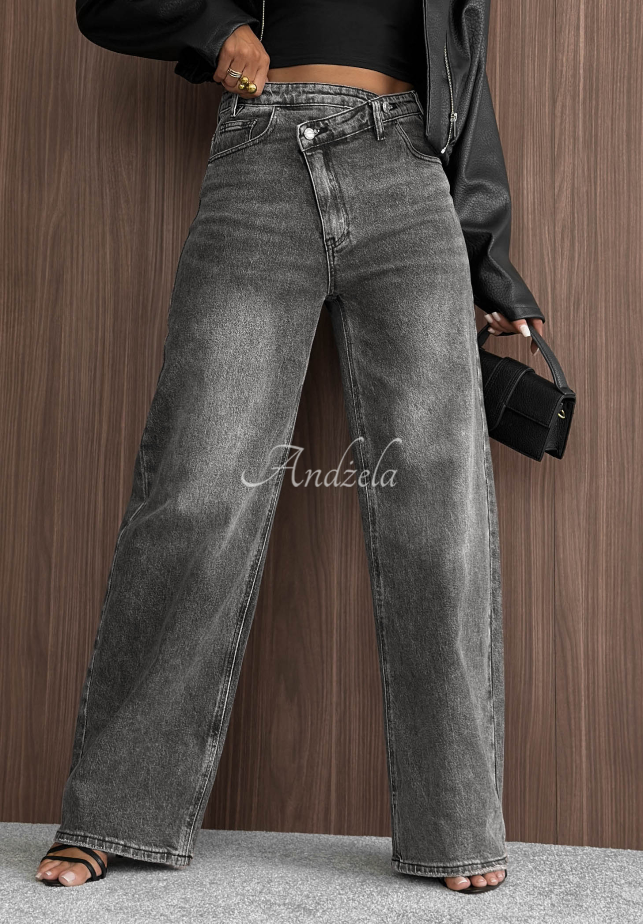 Spodnie jeansowe wide leg Cloudy Mood szare