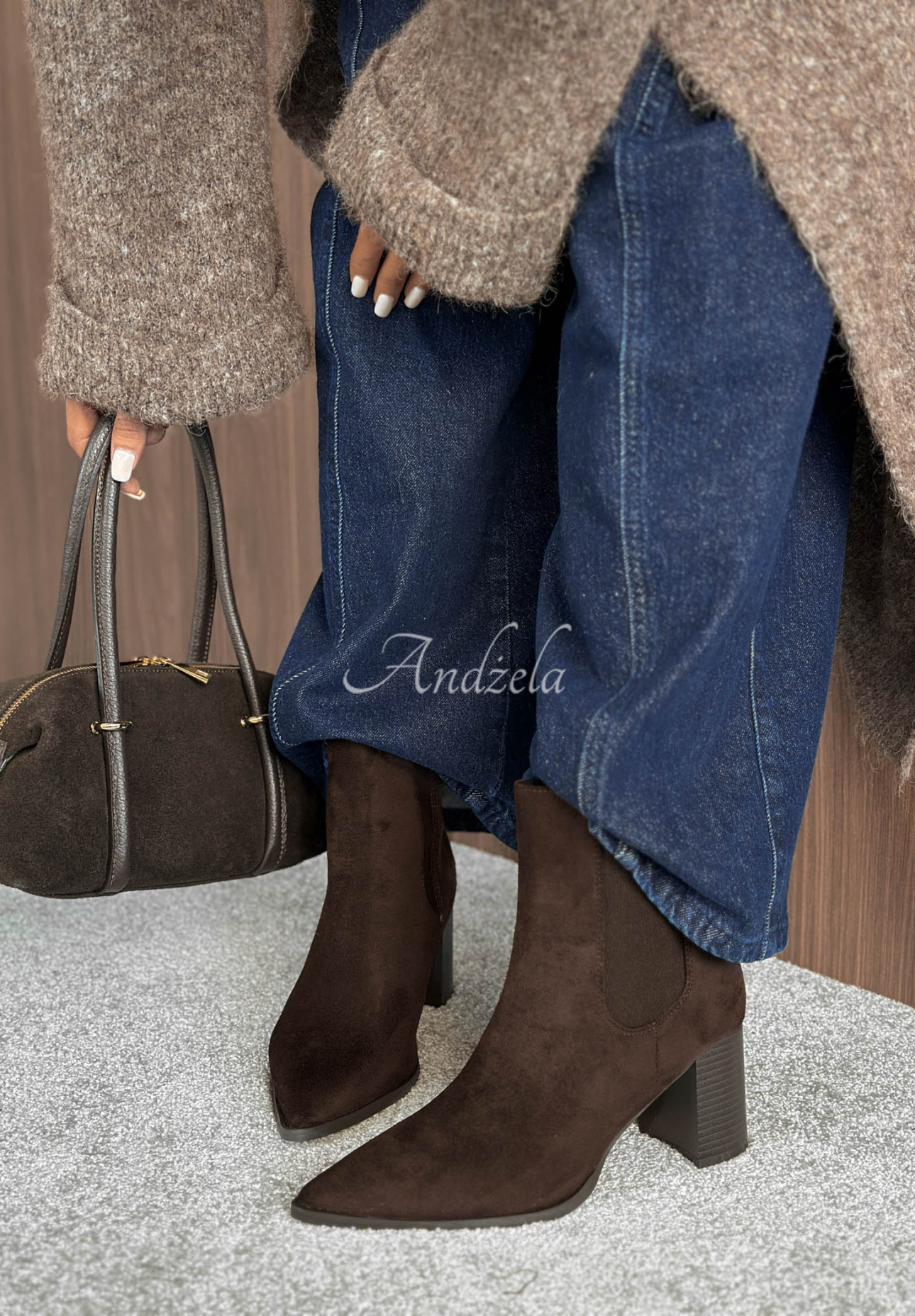 Spiced Latte Chocolate Suede Pointed-Toe Ankle Boots