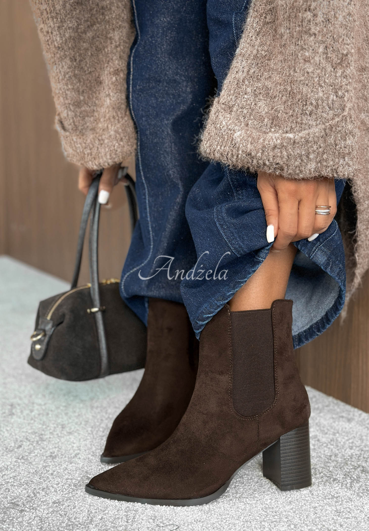 Spiced Latte Chocolate Suede Pointed-Toe Ankle Boots