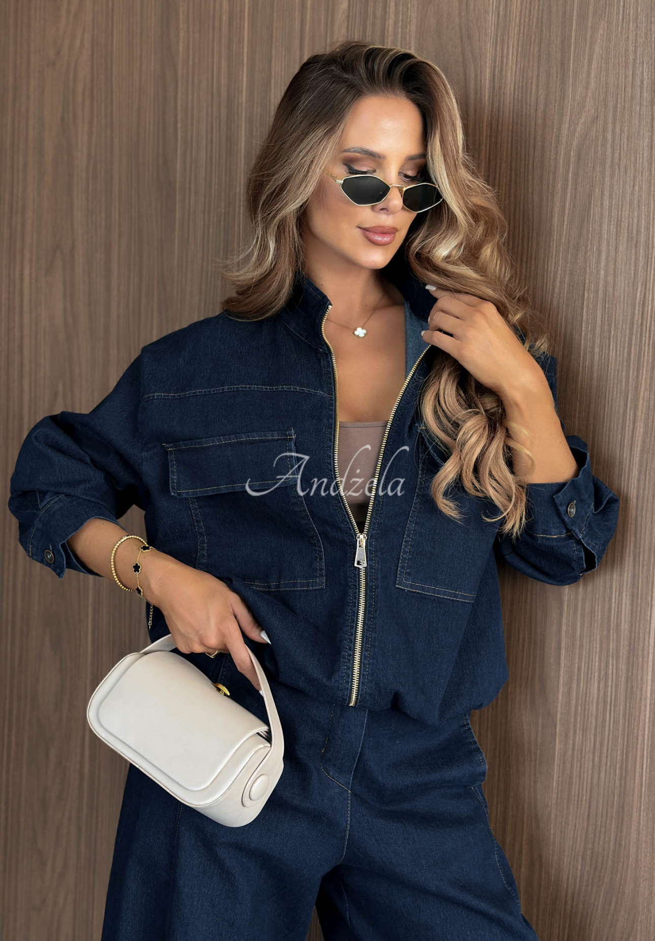 Jeansowa kurtka oversize Autumn Rituals ciemnoniebieska