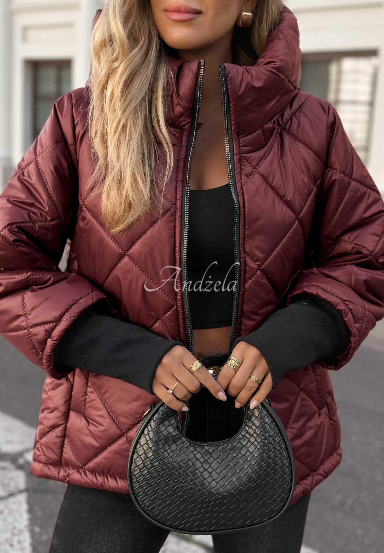 Rainy Sunday Burgundy Quilted Hooded Jacket