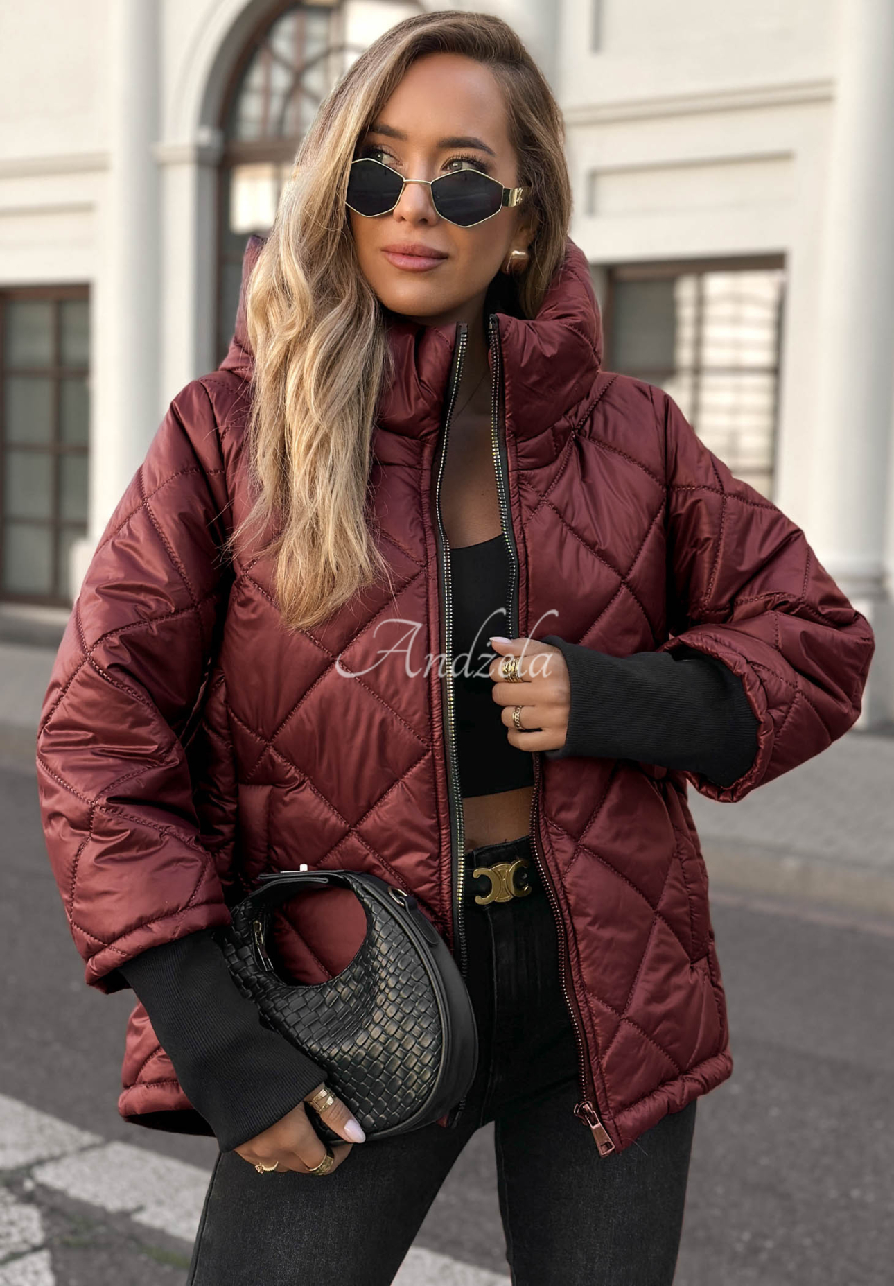 Rainy Sunday Burgundy Quilted Hooded Jacket