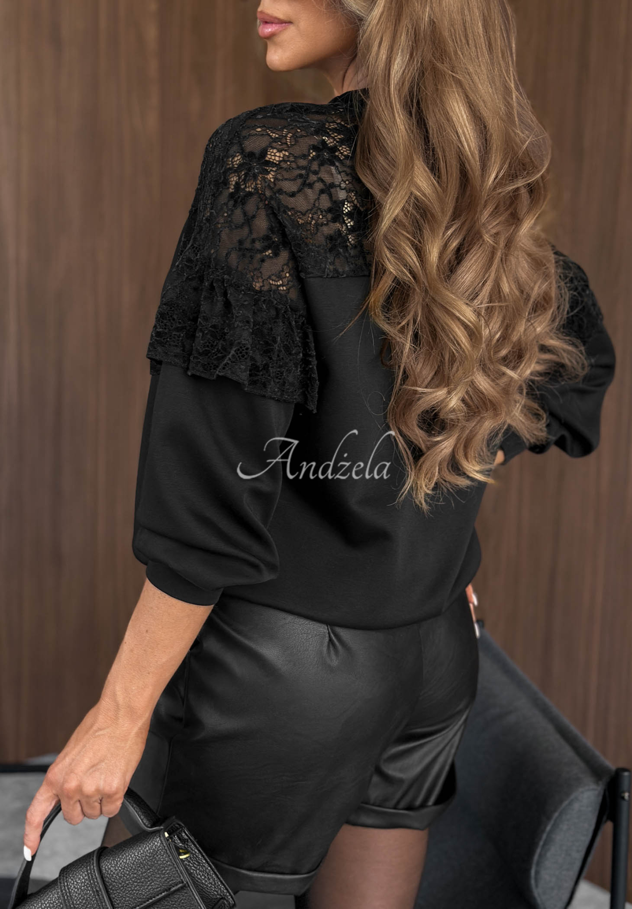 Soft Vibes Black Sweatshirt with Lace Inserts