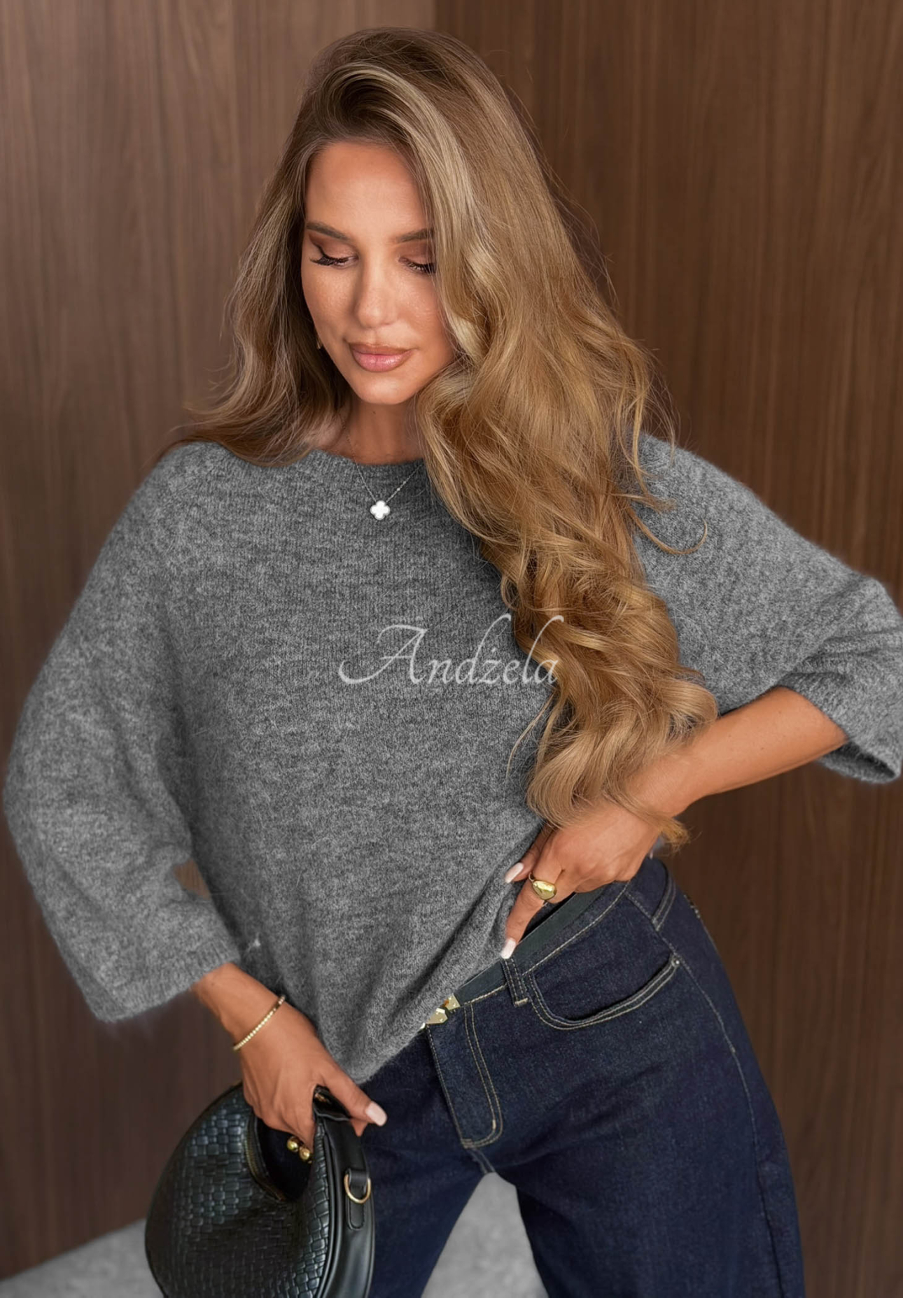 Soft Power Oversized Sweater with Wool and Cashmere, Gray
